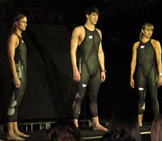 The LZR Racer Suit unveiling at a press conference in New York City in February 2008. (Source - https://en.wikipedia.org/wiki/LZR_Racer)