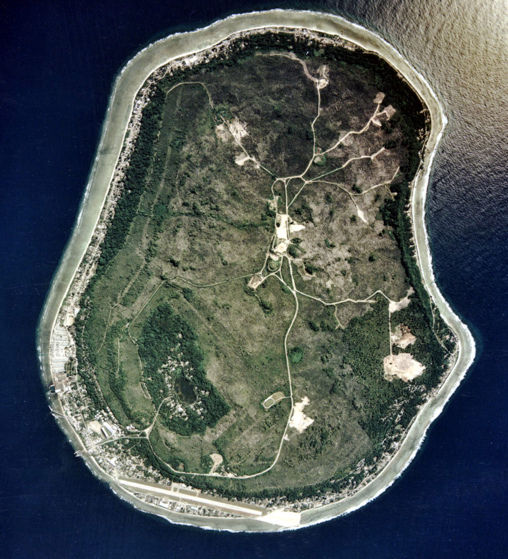 A satellite image of Nauru, 2002(Source - https://en.wikipedia.org/wiki/Nauru#/media/File:Nauru_satellite.jpg)