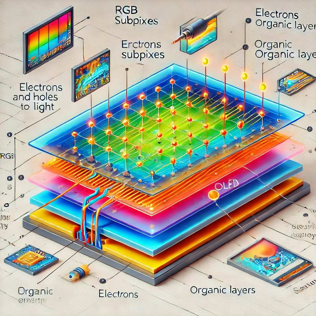 Principle and components of OLED display (Source - chat gpt)