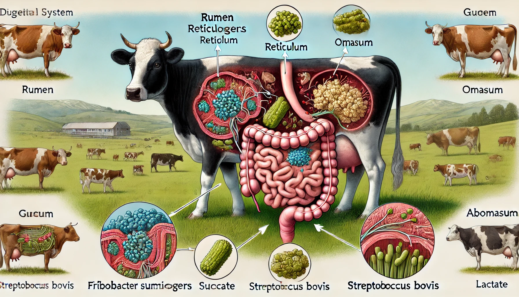 Digestive system of ruminants (Source - CHAT GPT)