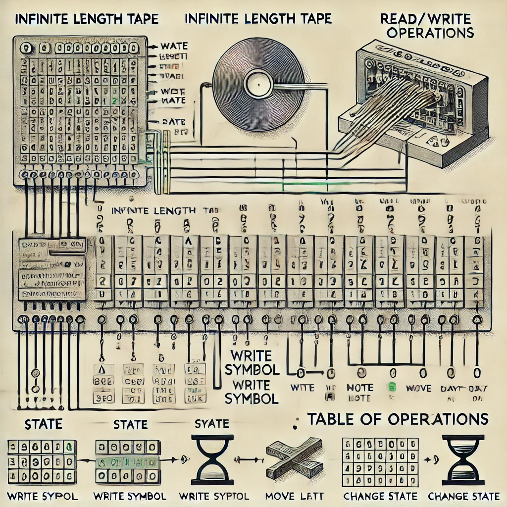 Components of a Turing machine (Source - Chat Gpt)